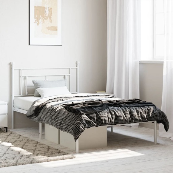 vidaXL Bettgestell mit Kopfteil Metall Weiß 107x203 cm