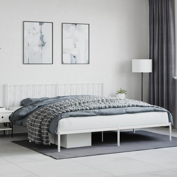 vidaXL Bettgestell mit Kopfteil Metall Weiß 200x200 cm