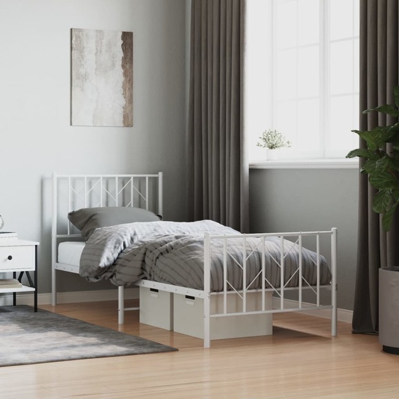 vidaXL Bettgestell mit Kopf- und Fußteil Metall Weiß 80x200 cm