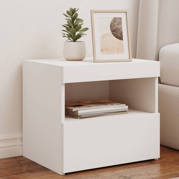 vidaXL Nachttisch mit LED-Leuchten Weiß 50x40x45 cm
