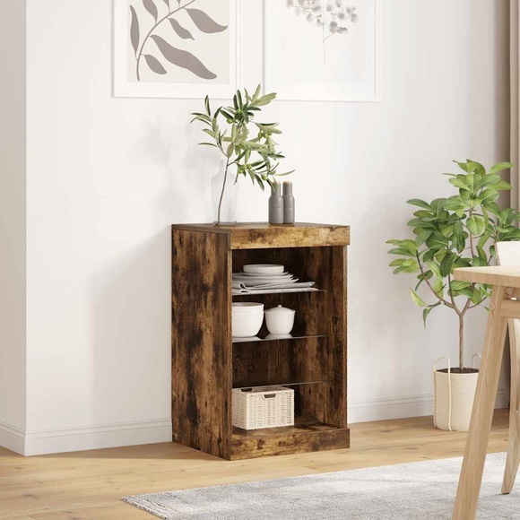 vidaXL Sideboard mit LED-Leuchten Räuchereiche 41x37x67 cm