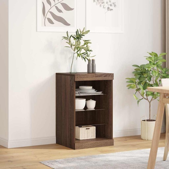 vidaXL Sideboard mit LED-Leuchten Braun Eichen-Optik 41x37x67 cm