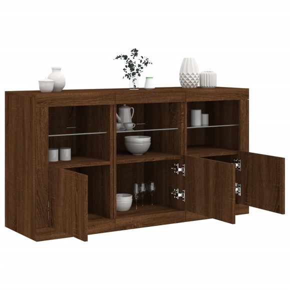 vidaXL Sideboard mit LED-Leuchten Braun Eichen-Optik 123x37x67 cm