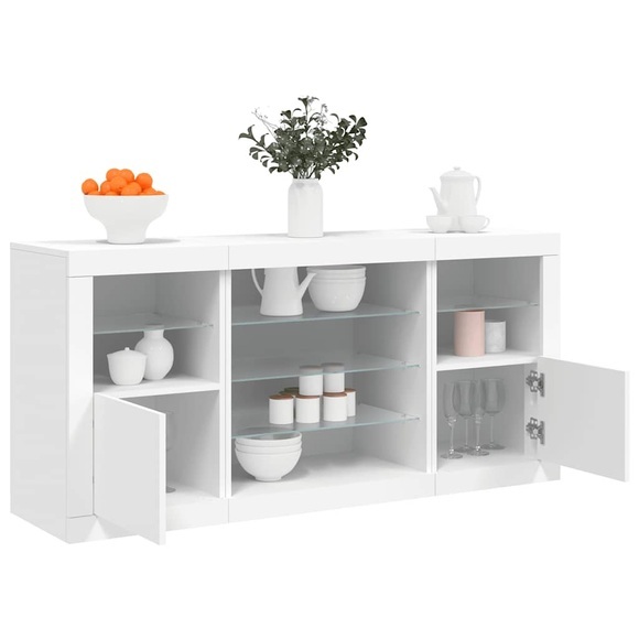 vidaXL Sideboard mit LED-Leuchten Weiß 142,5x37x67 cm