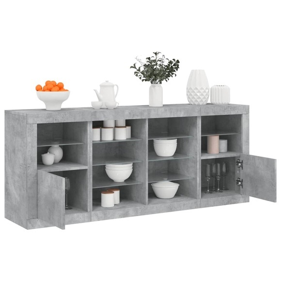 vidaXL Sideboard mit LED-Leuchten Betongrau 163x37x67 cm