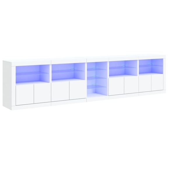 vidaXL Sideboard mit LED-Leuchten Weiß 283x37x67 cm