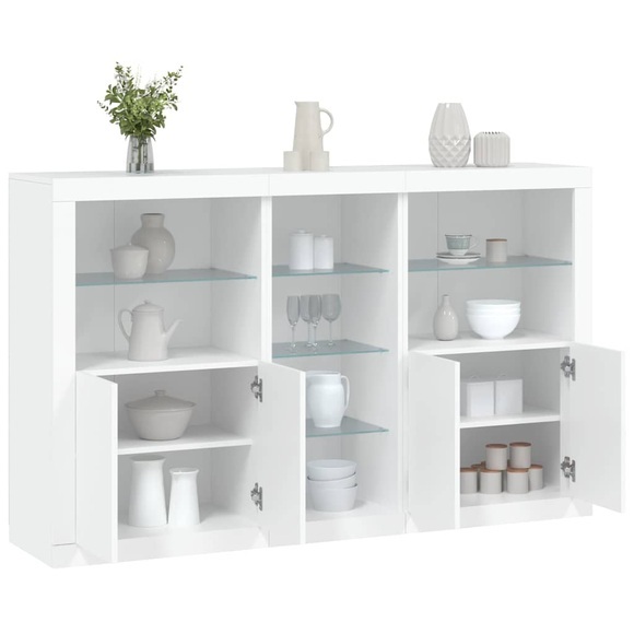 vidaXL Sideboard mit LED-Leuchten Weiß 162x37x100 cm