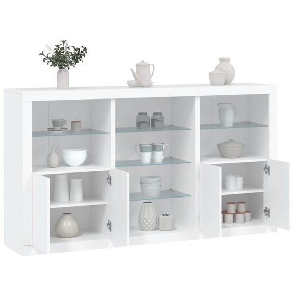 vidaXL Sideboard mit LED-Leuchten Weiß 181,5x37x100 cm