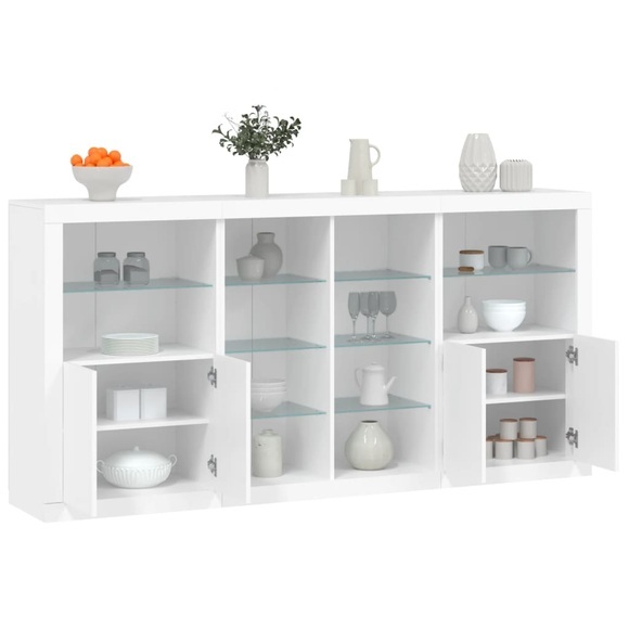 vidaXL Sideboard mit LED-Leuchten Weiß 202x37x100 cm