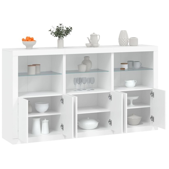 vidaXL Sideboard mit LED-Leuchten Weiß 181,5x37x100 cm