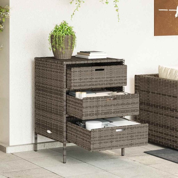 vidaXL Gartenschrank Grau 55x59x80 cm Poly Rattan
