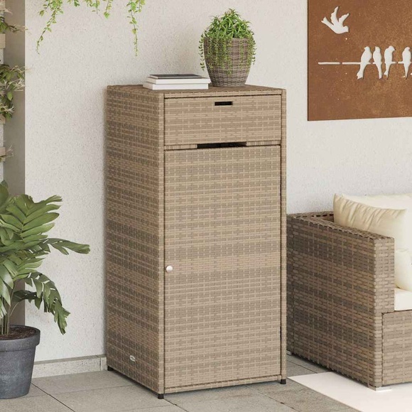 vidaXL Gartenschrank Beige 55x55x111 cm Poly Rattan