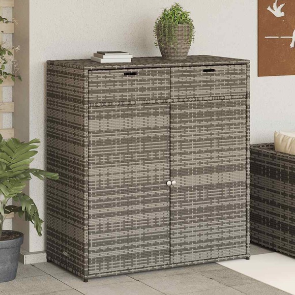 vidaXL Gartenschrank Grau 105x55x113 cm Poly Rattan
