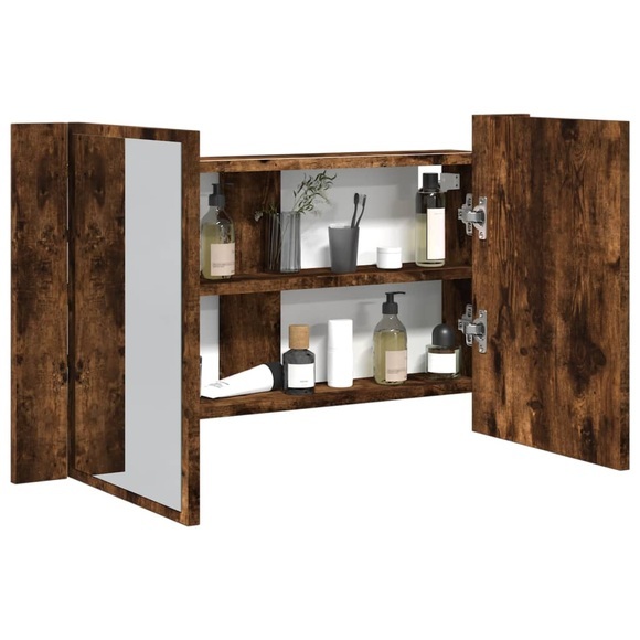 vidaXL LED-Spiegelschrank Räuchereiche 80x12x45 cm Acryl