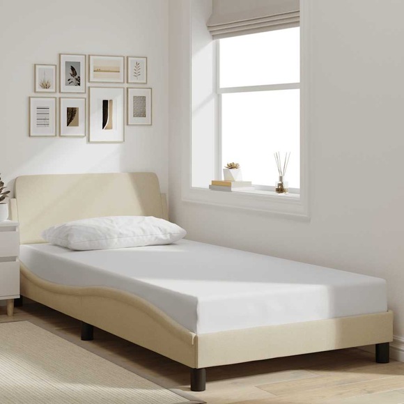 vidaXL Bettgestell mit Kopfteil Creme 100x200 cm Stoff