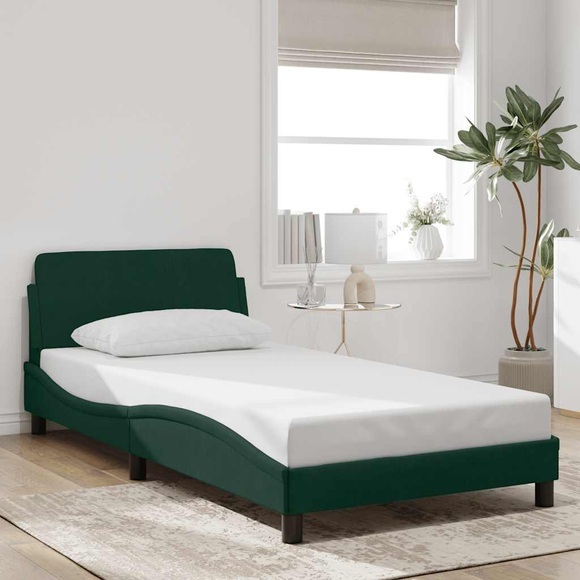 vidaXL Bettgestell mit Kopfteil Dunkelgrün 100x200 cm Samt