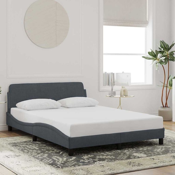 vidaXL Bettgestell mit Kopfteil Dunkelgrau 120x200 cm Samt