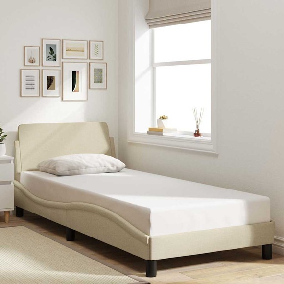 vidaXL Bettgestell mit Kopfteil Creme 80x200 cm Stoff