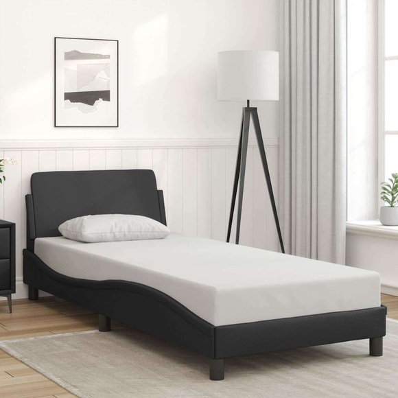 vidaXL Bettgestell mit Kopfteil Schwarz 80x200 cm Kunstleder