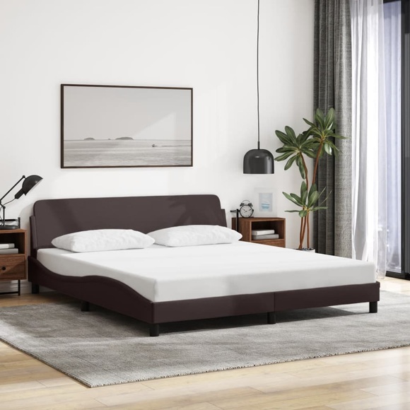 vidaXL Bettgestell mit Kopfteil Dunkelbraun 160x200 cm Stoff