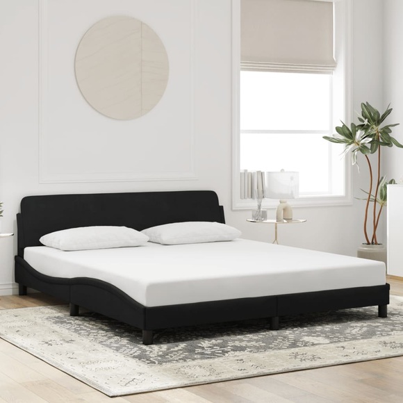 vidaXL Bettgestell mit Kopfteil Schwarz 180x200 cm Samt