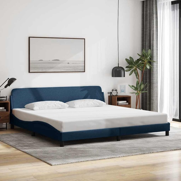 vidaXL Bettgestell mit Kopfteil Blau 200x200 cm Stoff