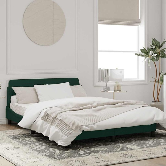 vidaXL Bettgestell mit Kopfteil Dunkelgrün 140x190 cm Samt