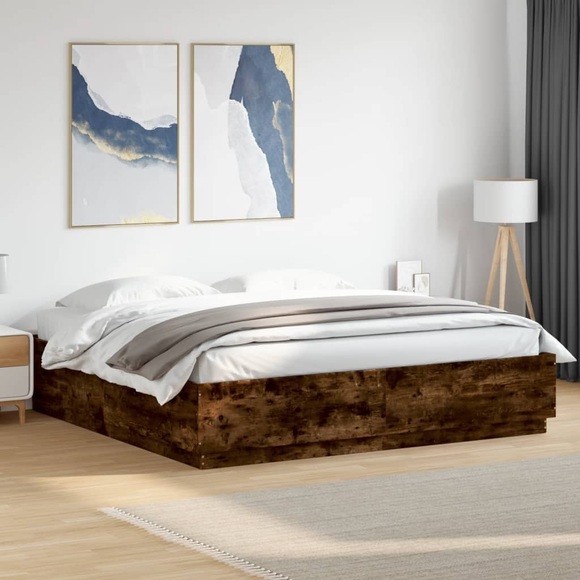 vidaXL Bettgestell Räuchereiche 180x200 cm Holzwerkstoff