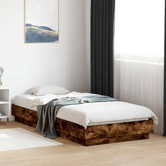 vidaXL Bettgestell Räuchereiche 90x200 cm Holzwerkstoff