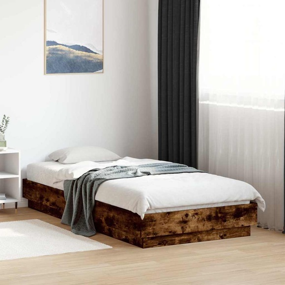 vidaXL Bettgestell Räuchereiche 90x190 cm Holzwerkstoff