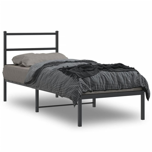 vidaXL Bettgestell mit Kopfteil Metall Schwarz 80x200 cm