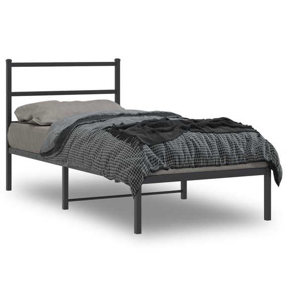 vidaXL Bettgestell mit Kopfteil Metall Schwarz 90x200 cm