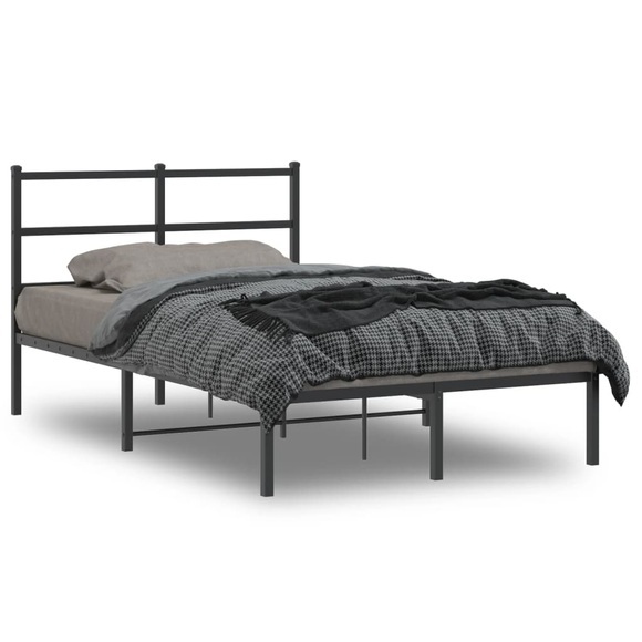 vidaXL Bettgestell mit Kopfteil Metall Schwarz 120x200 cm