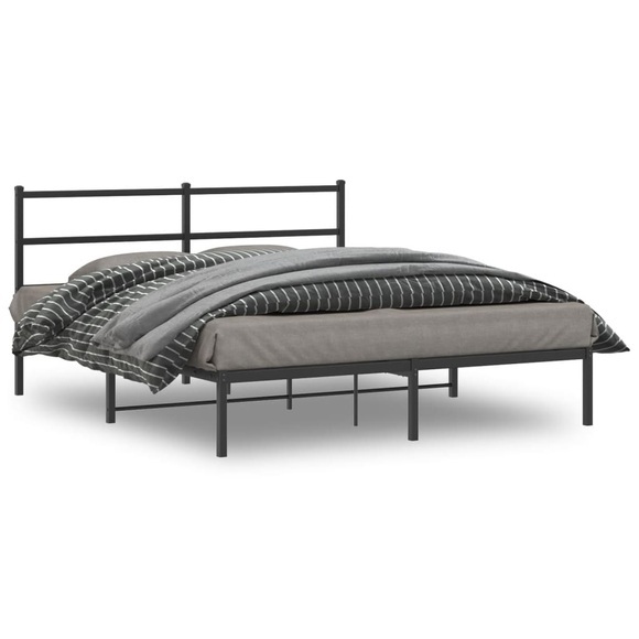vidaXL Bettgestell mit Kopfteil Metall Schwarz 160x200 cm