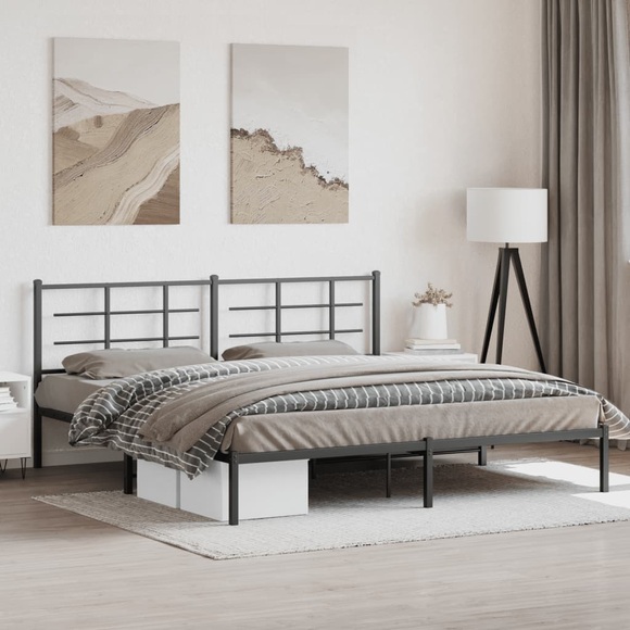 vidaXL Bettgestell mit Kopfteil Metall Schwarz 193x203 cm