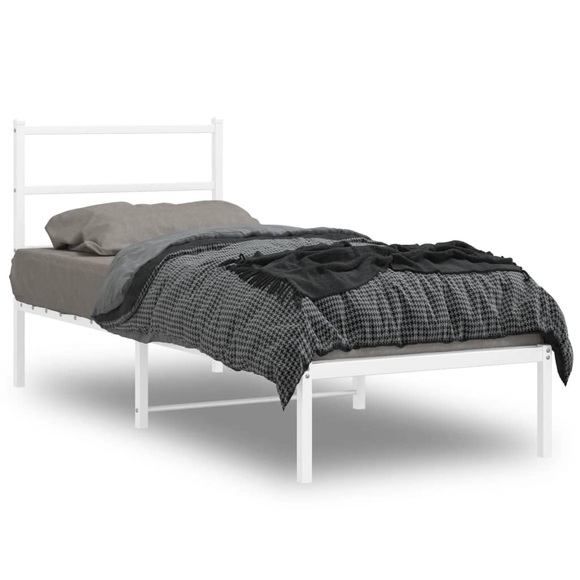 vidaXL Bettgestell mit Kopfteil Metall Weiß 75x190 cm