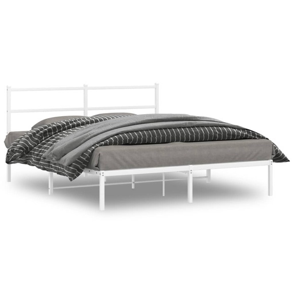 vidaXL Bettgestell mit Kopfteil Metall Weiß 150x200 cm