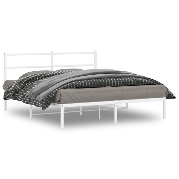 vidaXL Bettgestell mit Kopfteil Metall Weiß 160x200 cm