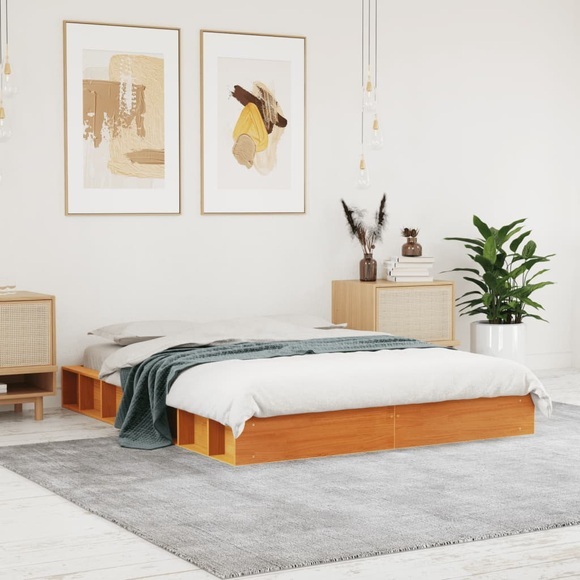 vidaXL Massivholzbett Wachsbraun 120x190 cm Kiefer