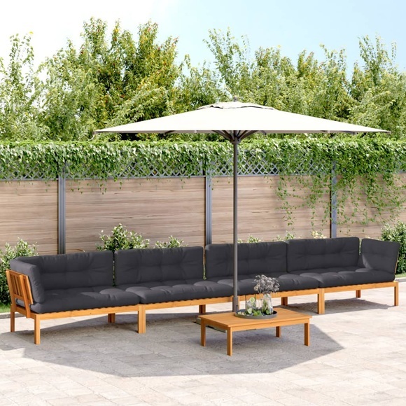 vidaXL 5-tlg. Garten-Sofagarnitur aus Paletten mit Kissen Akazienholz
