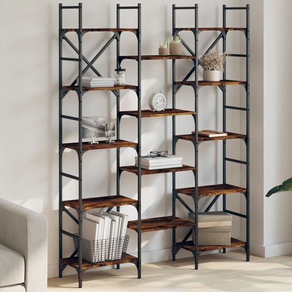 vidaXL Bücherregal Räuchereiche 127,5x28,5x172,5 cm Holzwerkstoff
