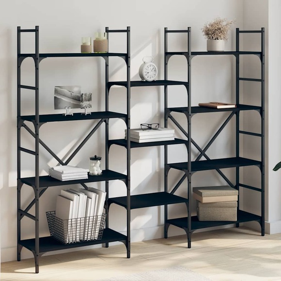 vidaXL Bücherregal Schwarz 160x28,5x136,5 cm Holzwerkstoff
