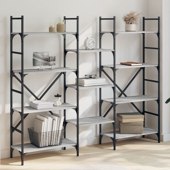 vidaXL Bücherregal Grau Sonoma 160x28,5x136,5 cm Holzwerkstoff