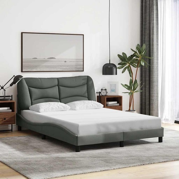 vidaXL Bettgestell mit Kopfteil Dunkelgrau 140x190 cm Stoff