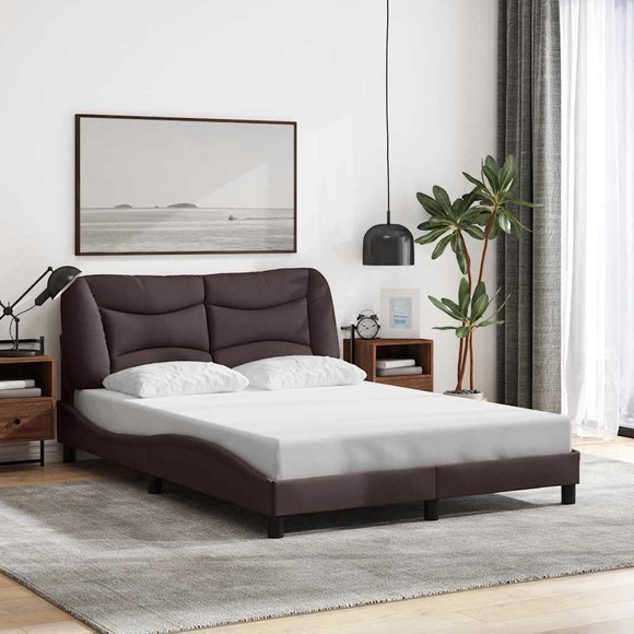 vidaXL Bettgestell mit Kopfteil Dunkelbraun 140x190 cm Stoff