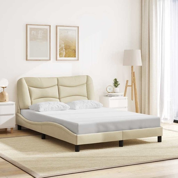 vidaXL Bettgestell mit Kopfteil Creme 140x190 cm Stoff