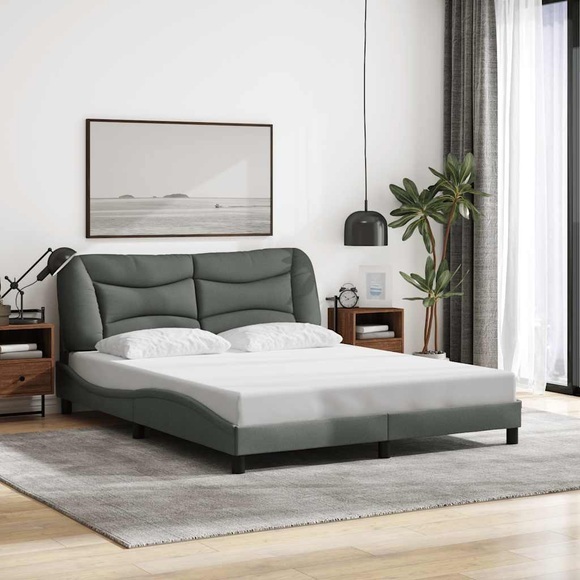vidaXL Bettgestell mit Kopfteil Dunkelgrau 160x200 cm Stoff