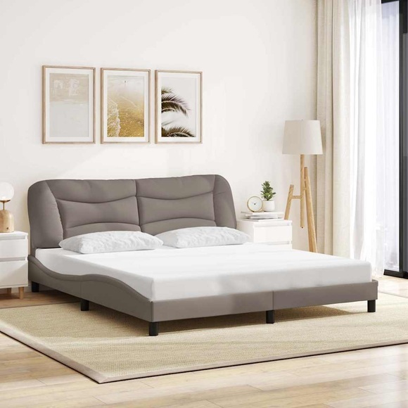 vidaXL Bettgestell mit Kopfteil Taupe 180x200 cm Stoff
