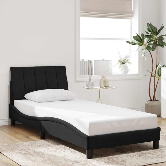 vidaXL Bettgestell mit Kopfteil Schwarz 90x200 cm Samt