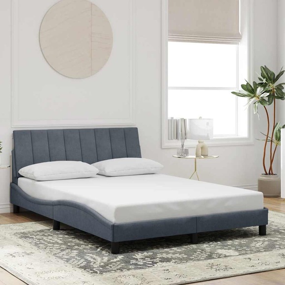 vidaXL Bettgestell mit Kopfteil Dunkelgrau 120x200 cm Samt